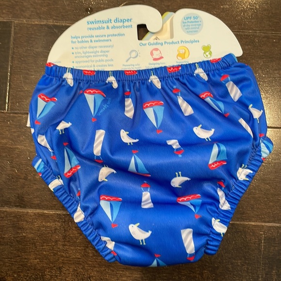 green sprouts Sailboat Print Pull-Up Absorbent Reusable Swim Diaper 0-6 months - Picture 3 of 6